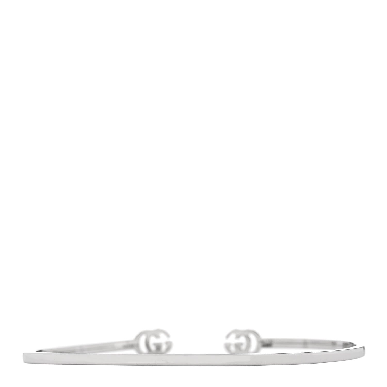 Gucci 18K White Gold Diamond GG Running Cuff Bracelet 2 of 4