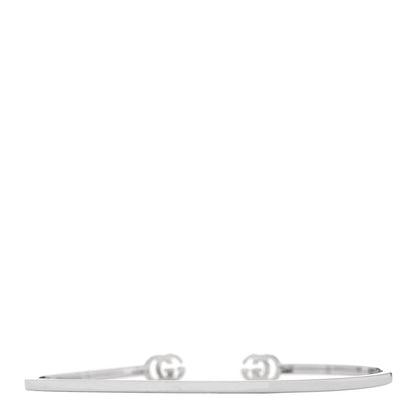 Gucci 18K White Gold Diamond GG Running Cuff Bracelet 2 of 4