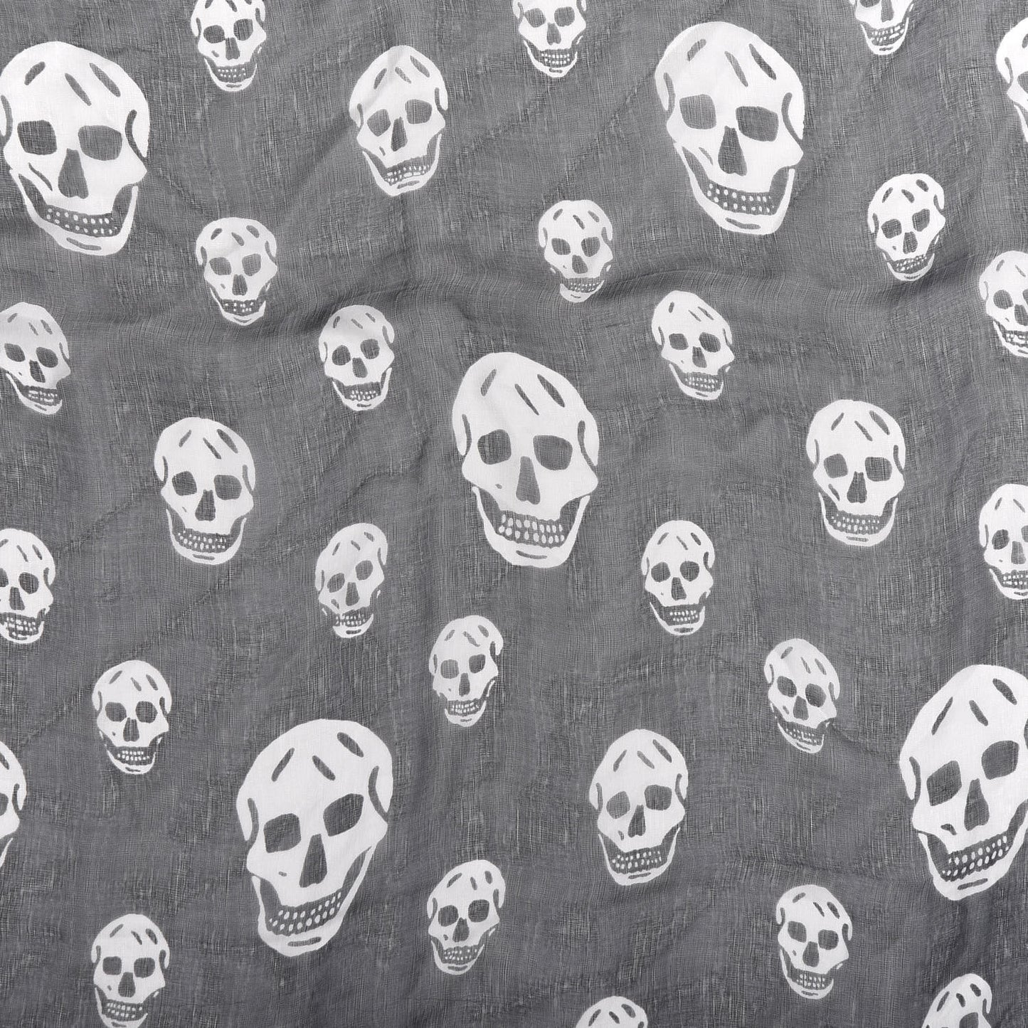 Silk Chiffon Skull Scarf Black Ivory
