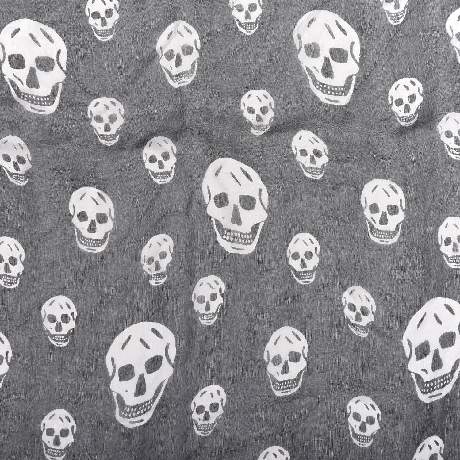 Alexander McQueen Silk Chiffon Skull Scarf Black Ivory 4 of 4