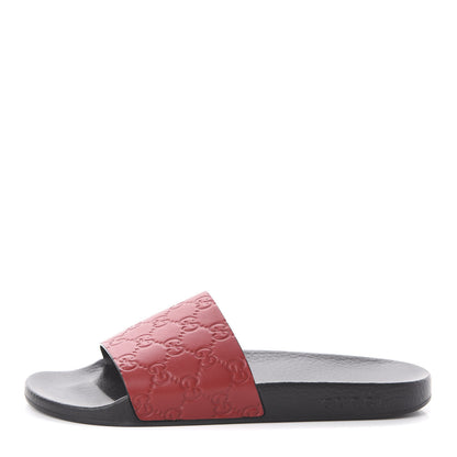Gucci Guccissima Signature Womens Slide Sandals 41 Hibiscus Red 1 of 6