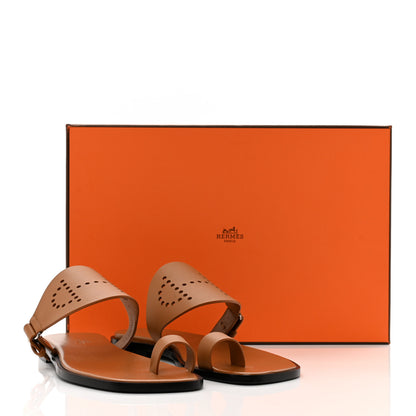 Hermes Calfskin Perforated Hera Sandals 36 Naturel 9 of 9