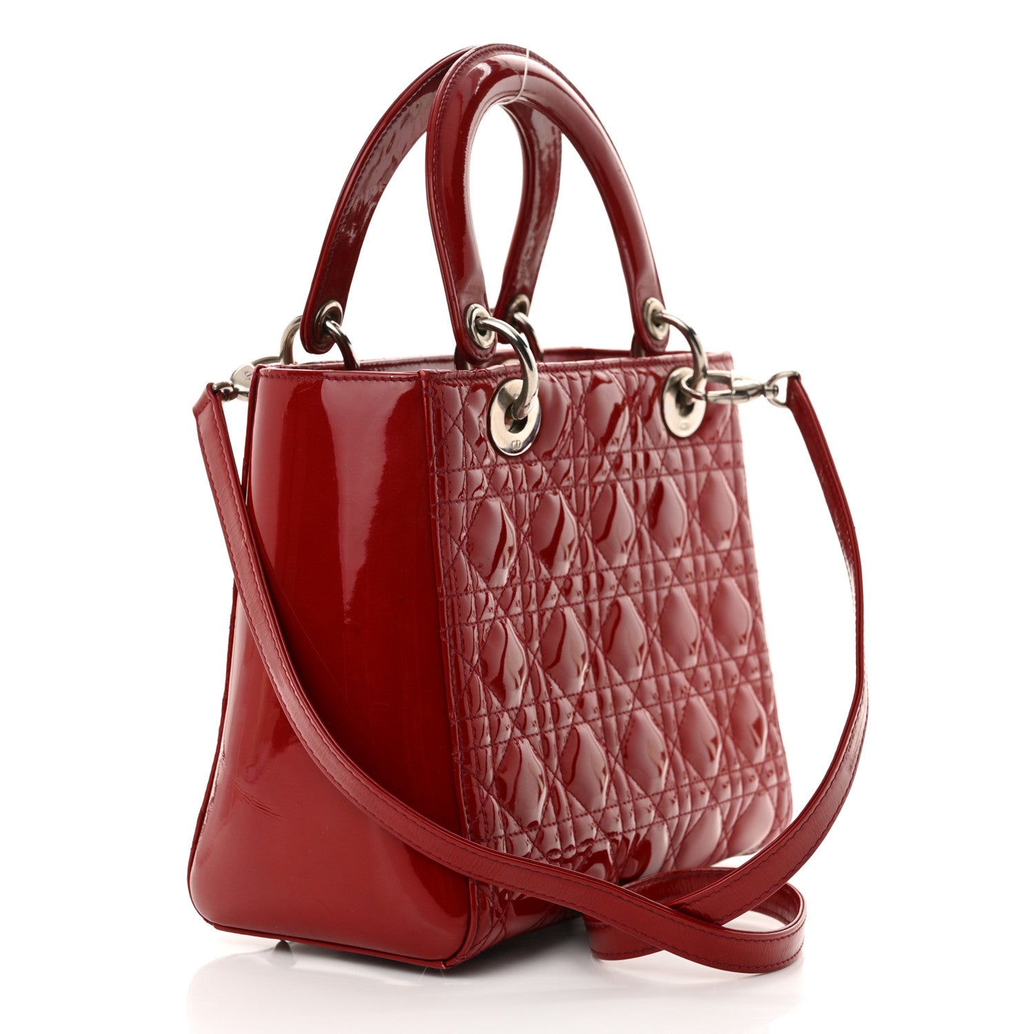 Christian Dior Patent Cannage Medium Lady Dior Red 3 of 16