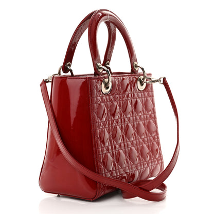 Christian Dior Patent Cannage Medium Lady Dior Red 3 of 16