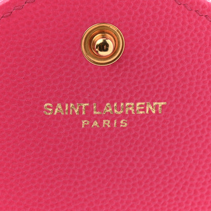 Saint Laurent Grain De Poudre Matelasse Chevron Monogram Chain Wallet Lipstick Fuchsia 6 of 10