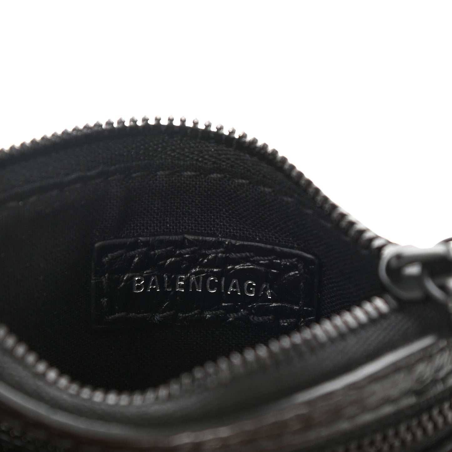 Calfskin Crocodile Embossed Le Cagole Pouch Black