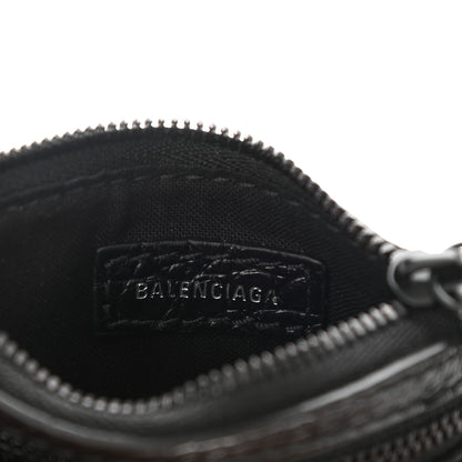 Balenciaga Calfskin Crocodile Embossed Le Cagole Pouch Black 6 of 7