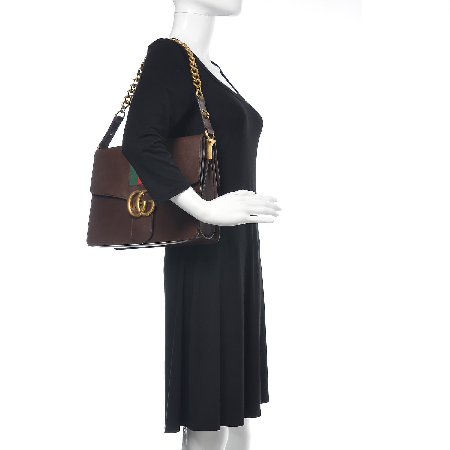 Gucci Tuscany Lux Calfskin Web GG Marmont Shoulder Bag Fondent 2 of 12