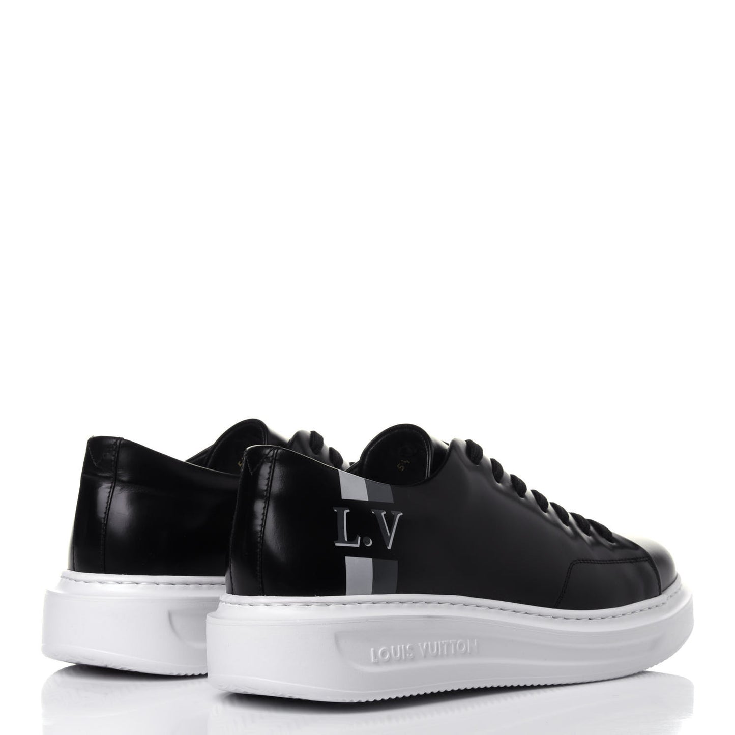 Glazed Calfskin Mens Beverly Hills Sneakers 5.5 Black