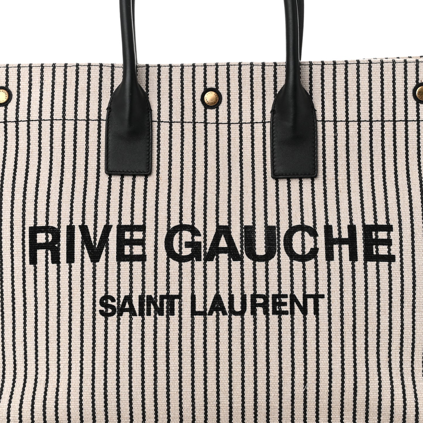 Embroidered Cotton Linen Rive Gauche Noe Tote Natural Black