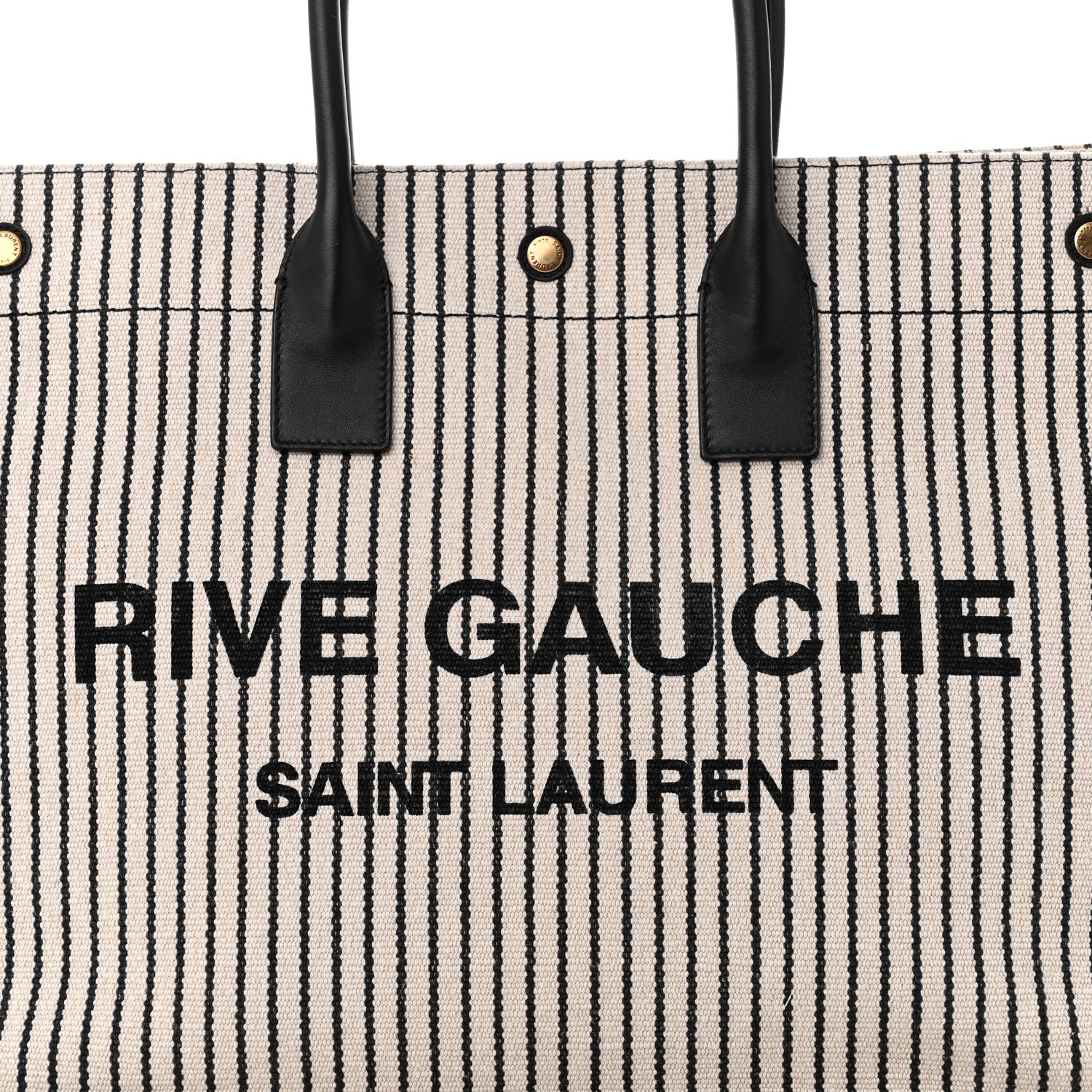Saint Laurent Embroidered Cotton Linen Rive Gauche Noe Tote Natural Black 8 of 11