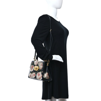 Dolce & Gabbana Grained Calfskin Floral Printed Medium Welcome Satchel Black 2 of 11