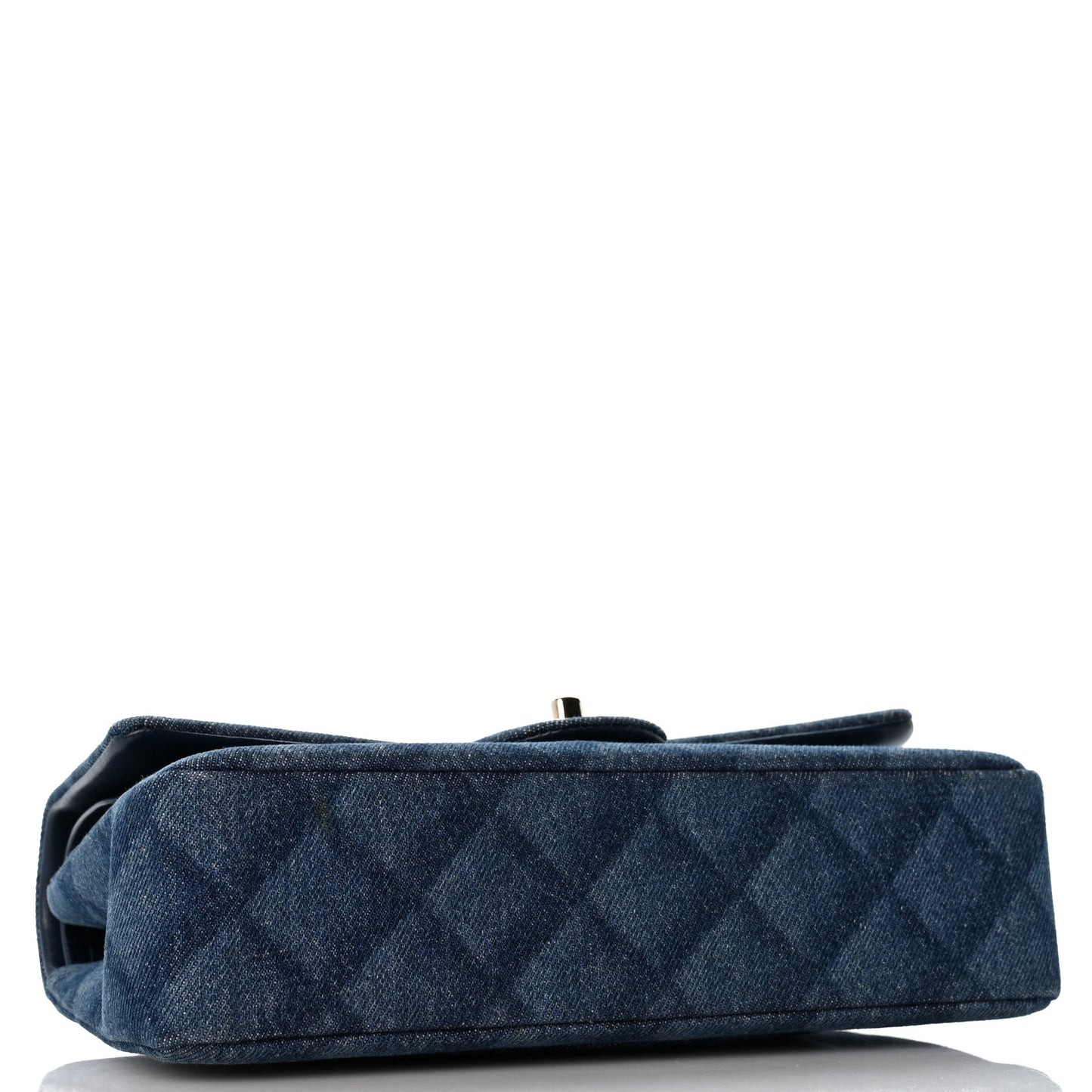 Printed Denim Quilted Medium Double Flap Light Blue
