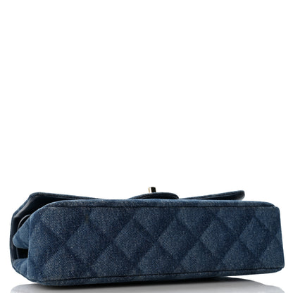 Chanel Printed Denim Quilted Medium Double Flap Light Blue 4 of 11