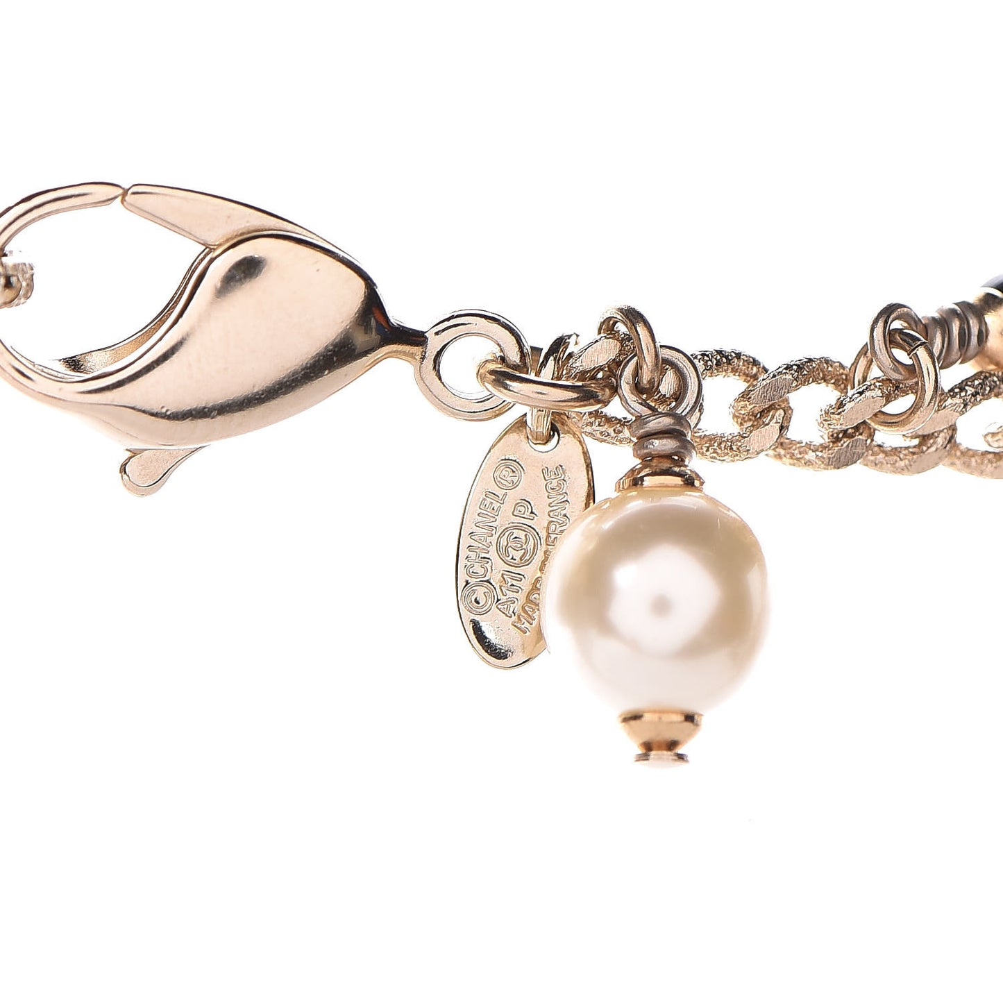 Pearl Beaded CC Necklace Gold Purple