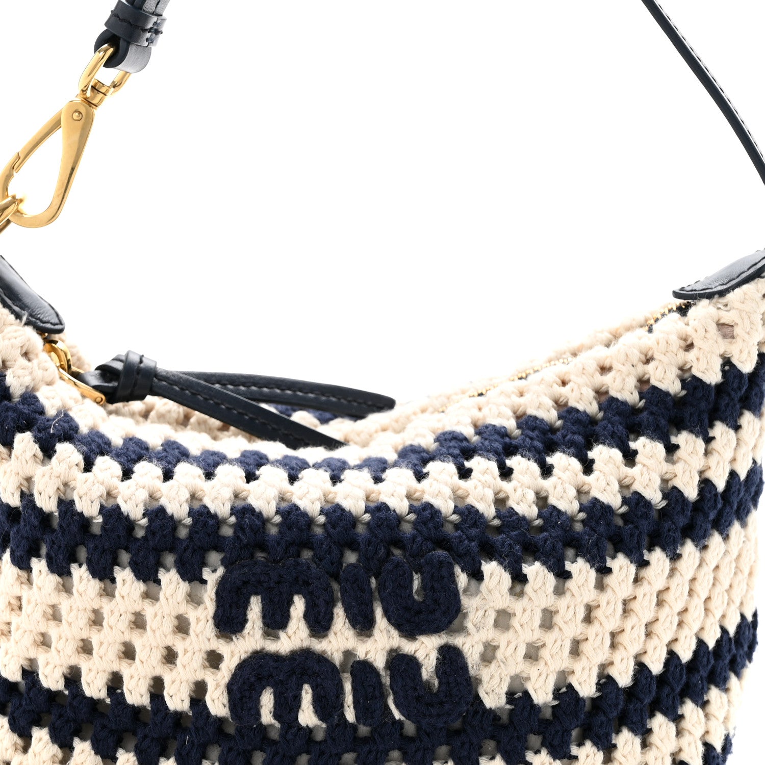Miu Miu Fabric Crochet Pouch Blue White 7 of 10