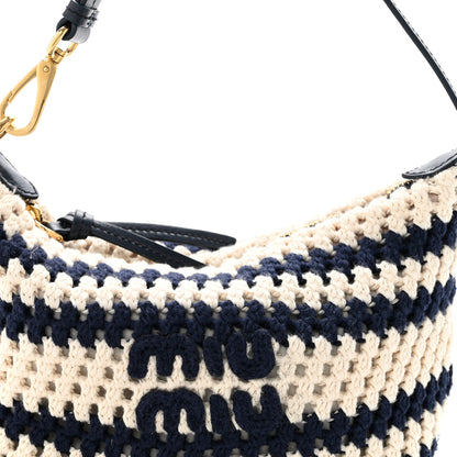 Miu Miu Fabric Crochet Pouch Blue White 7 of 10