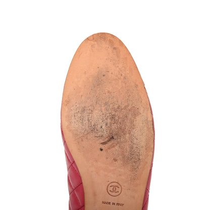 Chanel Lambskin Quilted CC Cap Toe Ballerina Flats 41 Dark Pink 10 of 16