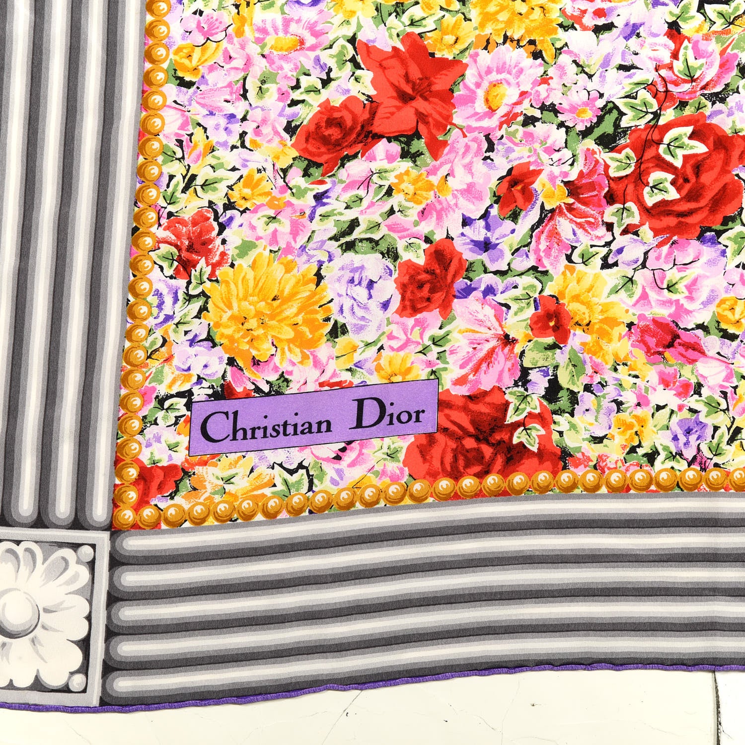 Christian Dior Silk Floral Scarf Multicolor 2 of 3