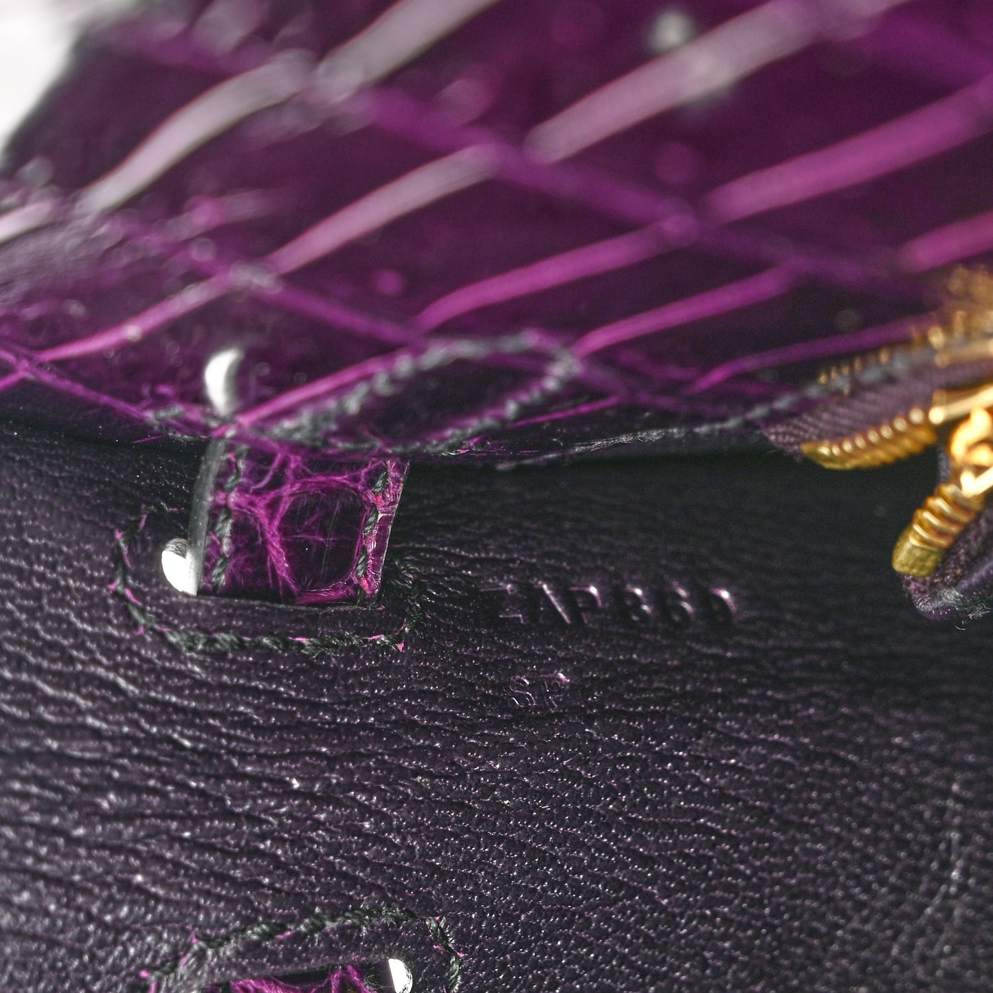 Shiny Porosus Crocodile Kelly Sellier 25 Amethyst