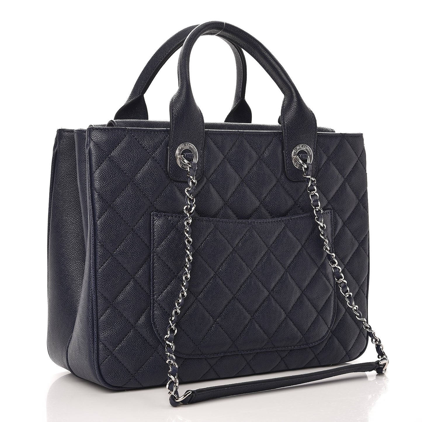 Caviar Quilted Urban Companion Top Handle Shopping Tote Blue