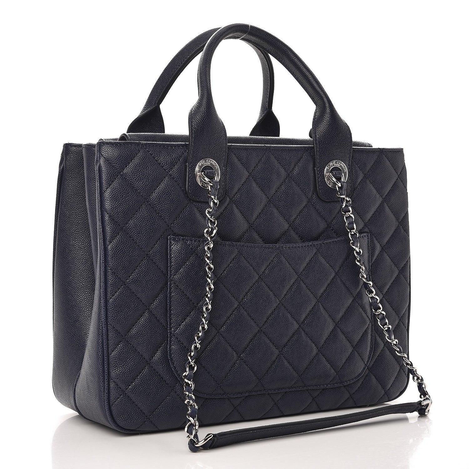 Chanel Caviar Quilted Urban Companion Top Handle Shopping Tote Blue 4 of 9