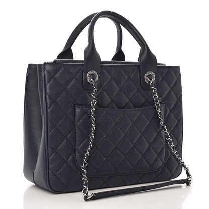 Chanel Caviar Quilted Urban Companion Top Handle Shopping Tote Blue 4 of 9