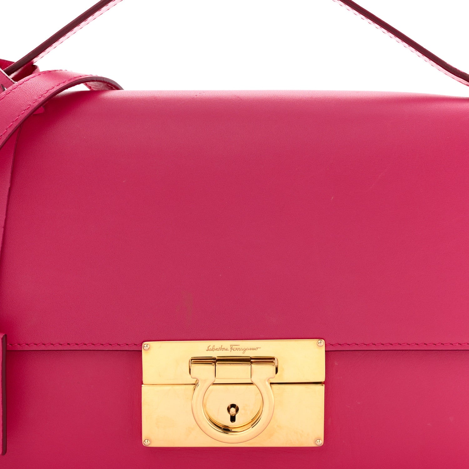 Salvatore Ferragamo Smooth Calfskin Aileen Gancio Lock Shoulder Bag Pink 7 of 13