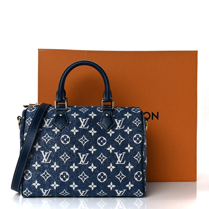 Louis Vuitton Monogram Jacquard Denim Speedy Bandouliere 25 Bleu 10 of 10
