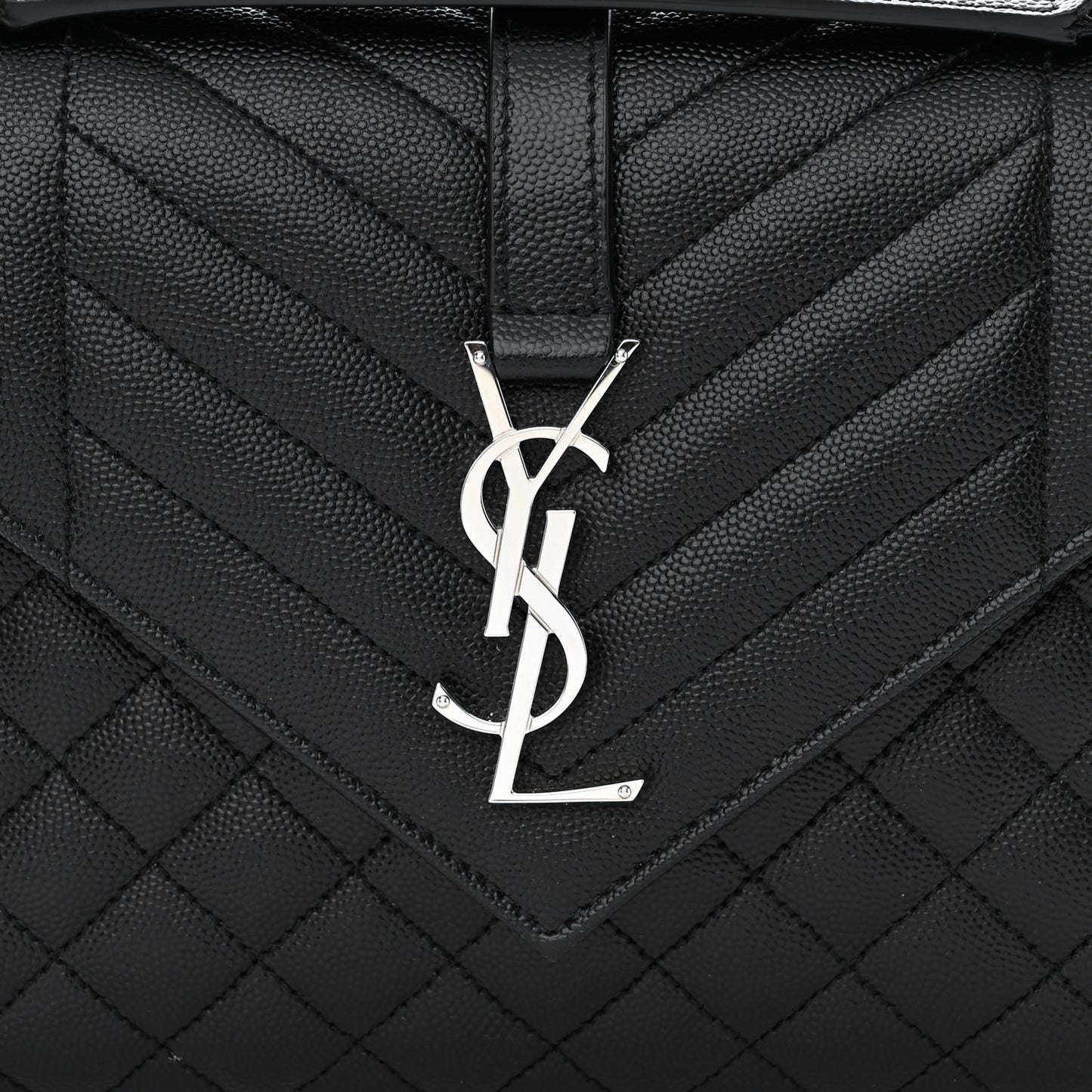 Grain De Poudre Textured Mixed Matelasse Triquilt Medium Monogram Satchel Black