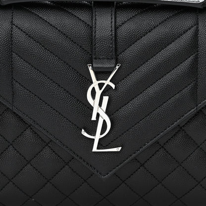 Saint Laurent Grain De Poudre Textured Mixed Matelasse Triquilt Medium Monogram Satchel Black 8 of 11