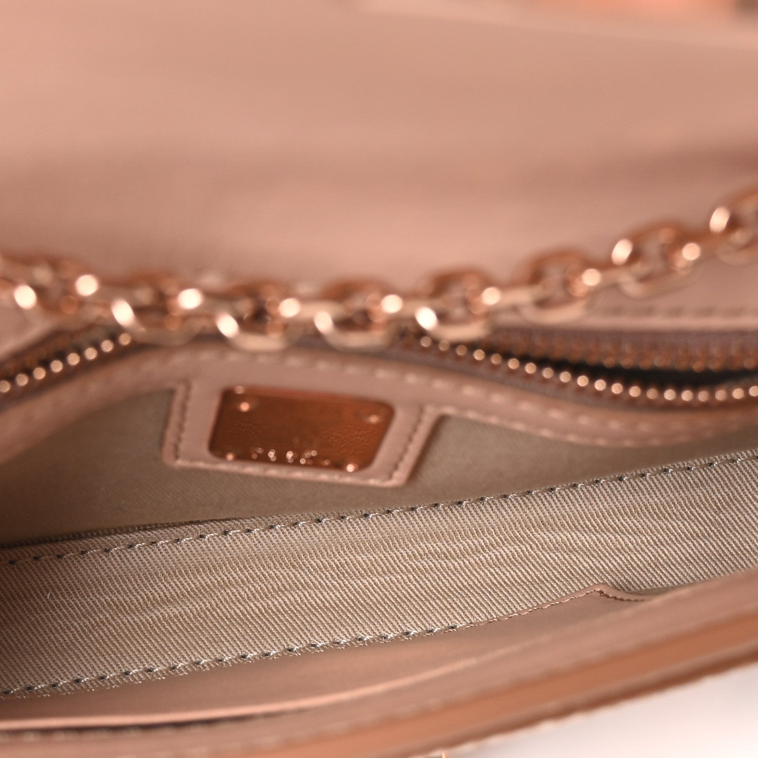 MCM Metallic Visetos Small Millie Crossbody Bag Champagne Gold 5 of 9
