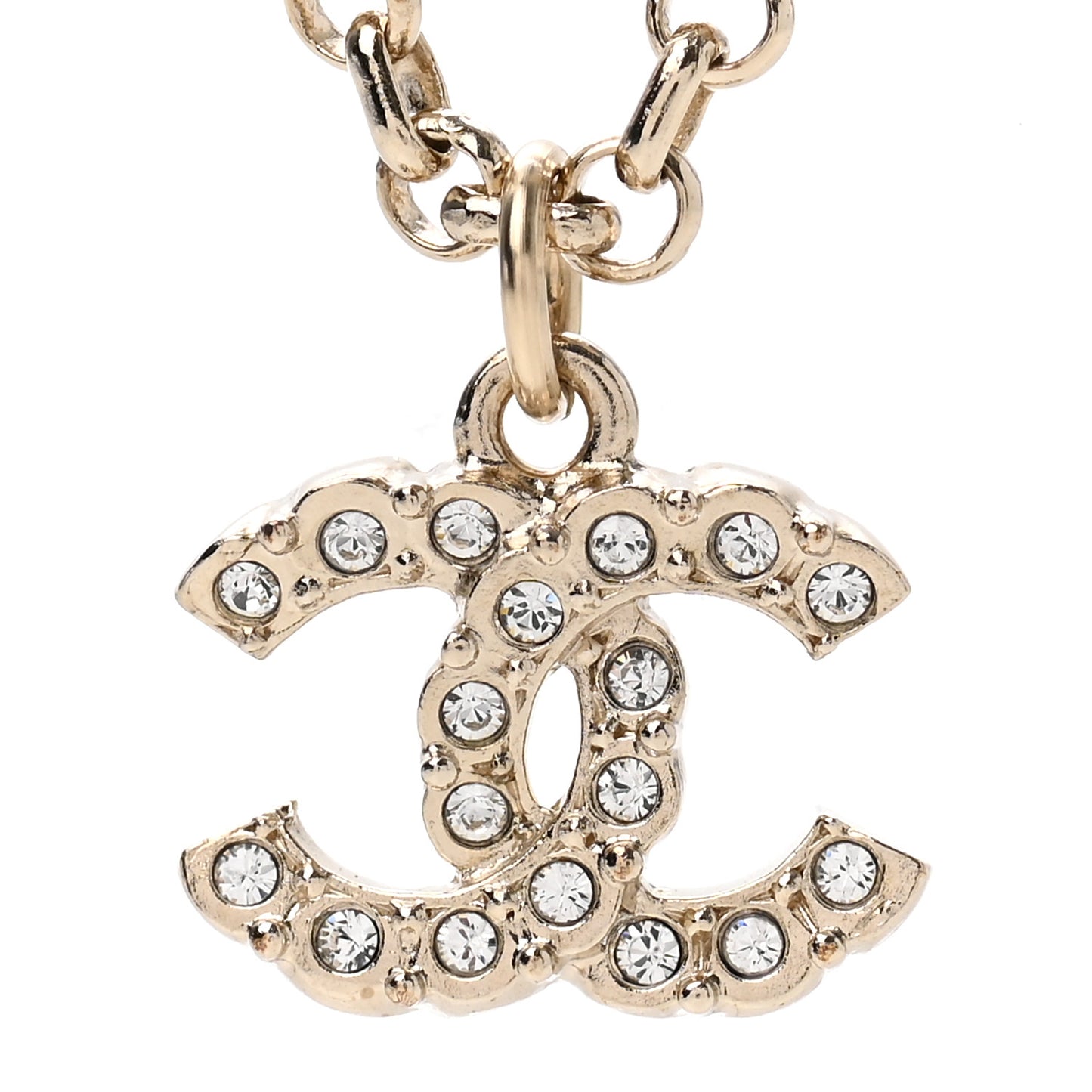 Pearl Crystal CC Pendant Necklace Silver