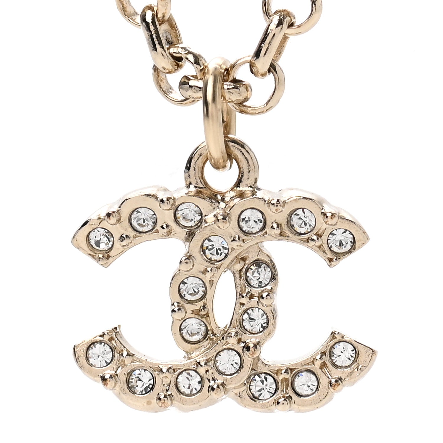 Chanel Pearl Crystal CC Pendant Necklace Silver 4 of 7
