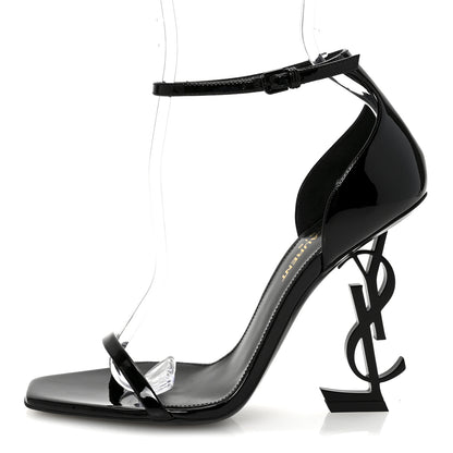 Saint Laurent Patent Calfskin Opyum 110 Sandals 36.5 Black 1 of 10