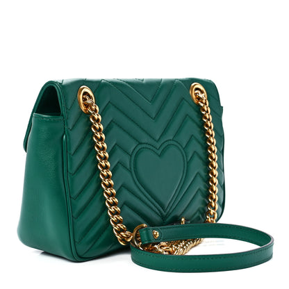 Gucci Calfskin Matelasse Small GG Marmont Shoulder Bag Emerald Green 3 of 15