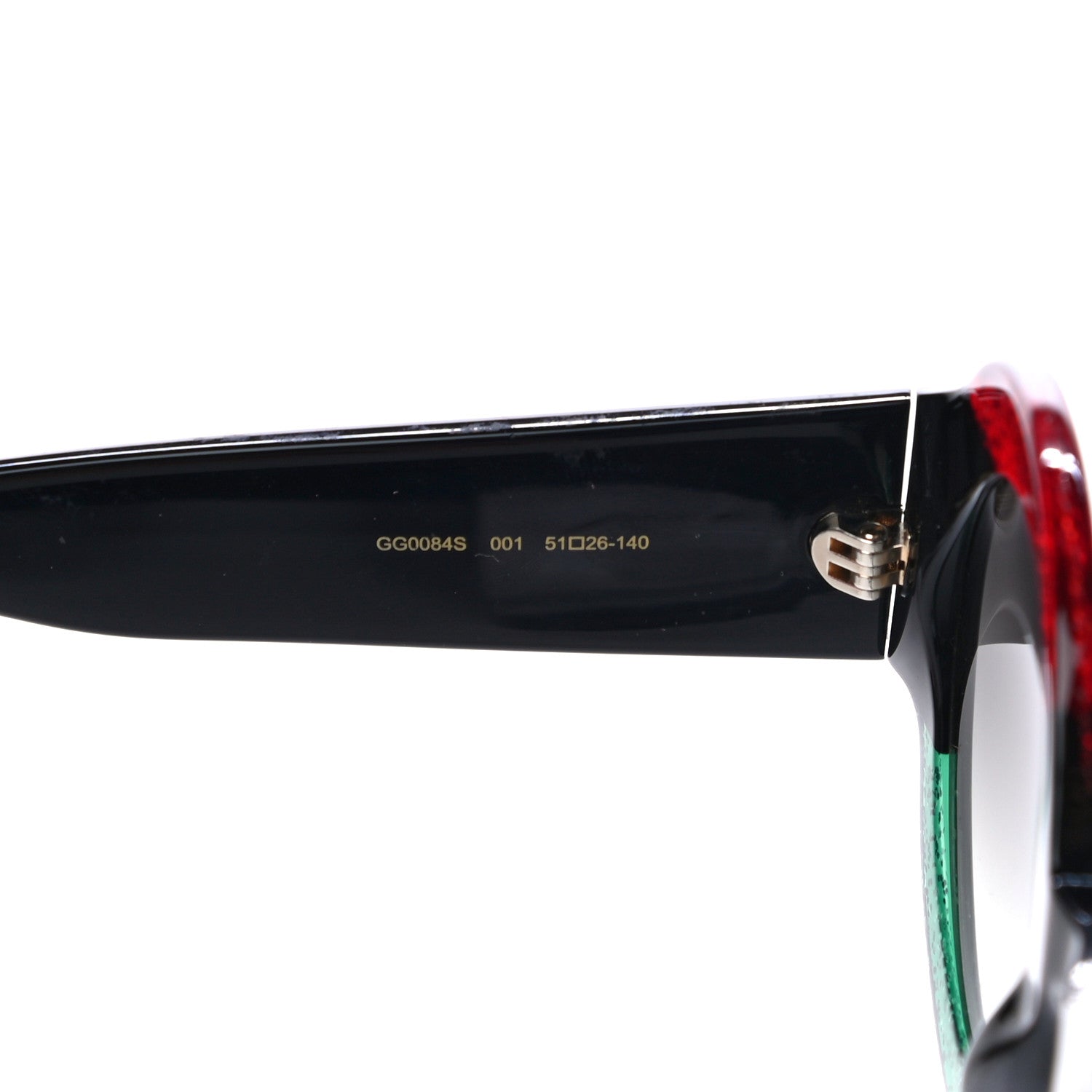 Gucci Acetate Round GG0084S Sunglasses Black Red Green 5 of 8