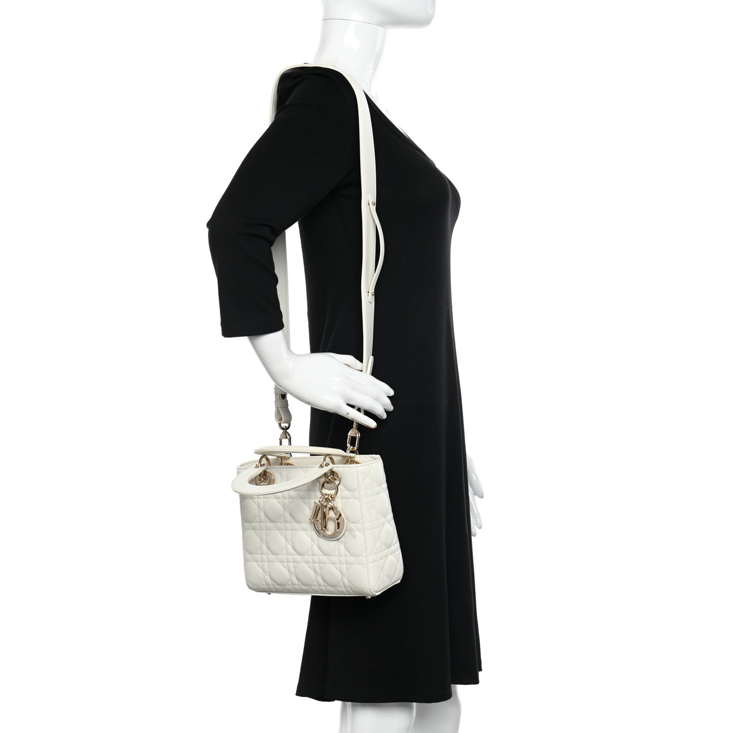 Lambskin Cannage Small My ABCDior Lady Dior White