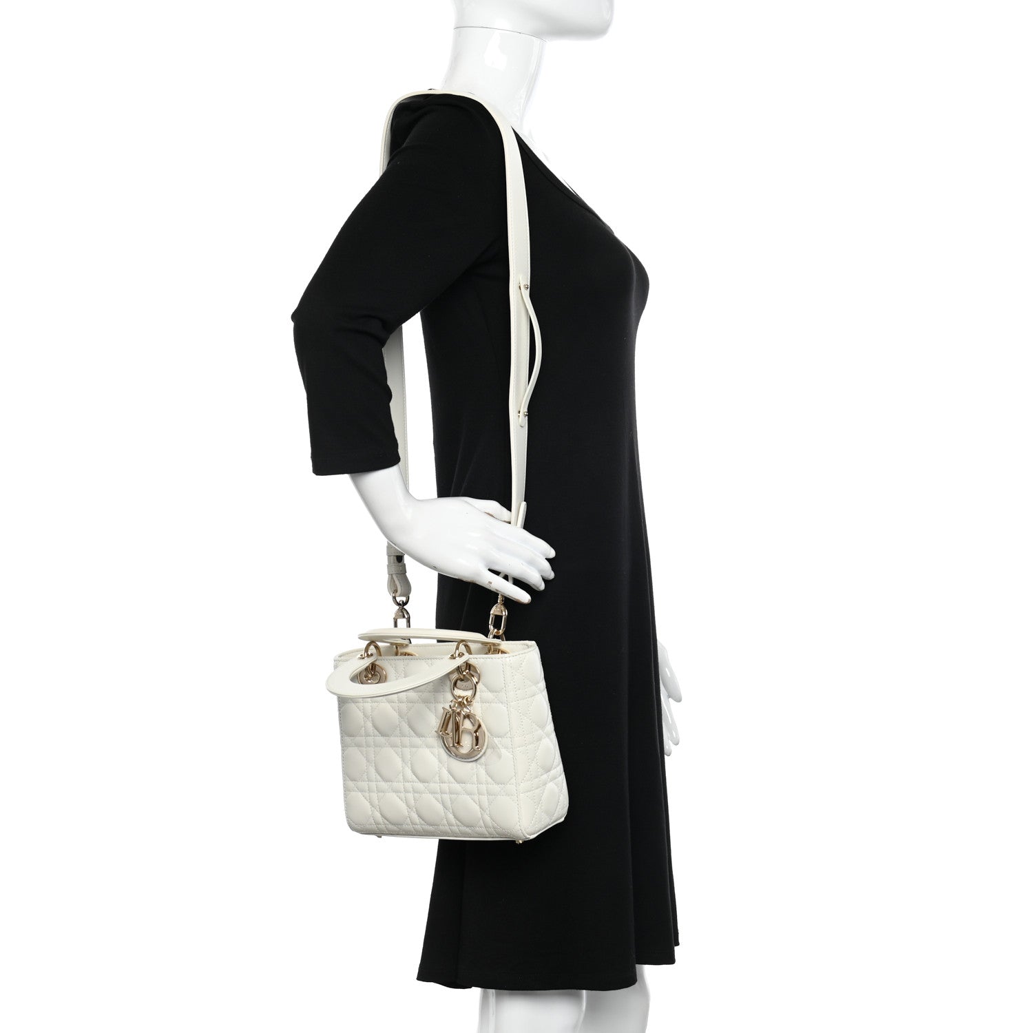Christian Dior Lambskin Cannage Small My ABCDior Lady Dior White 2 of 11