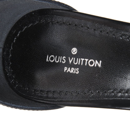 Louis Vuitton Calfskin Monogram Eldorado Heeled Sandals 37 Black 7 of 8