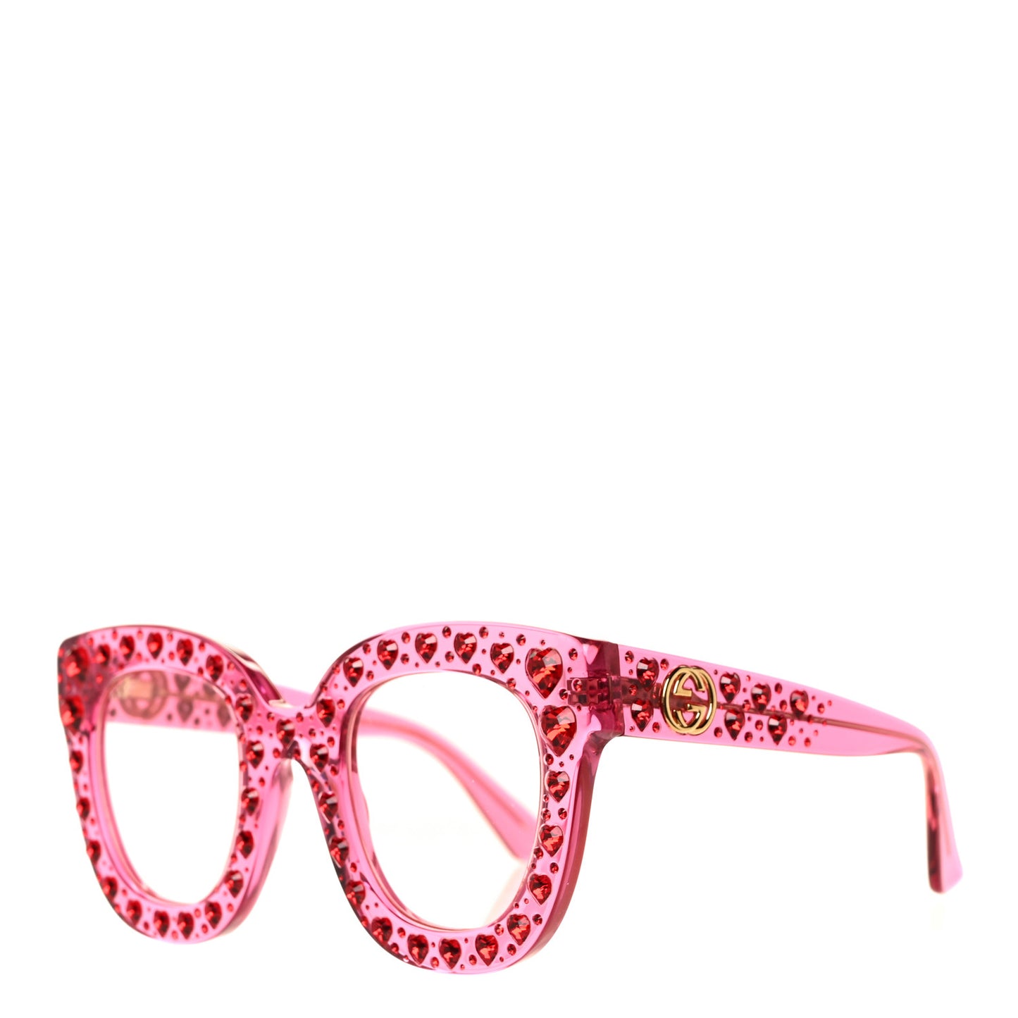 Acetate Crystal Heart GG0116S Sunglasses Fuchsia
