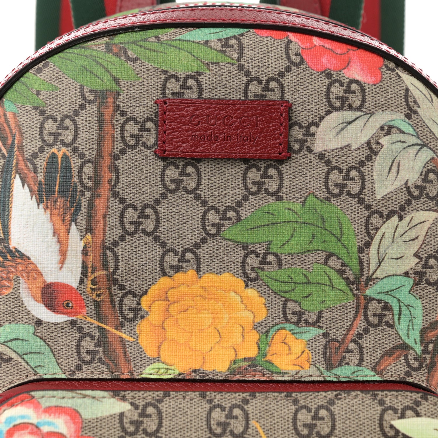 Gucci GG Supreme Monogram Tian Web Small Day Backpack Beige Multicolor Red 8 of 10