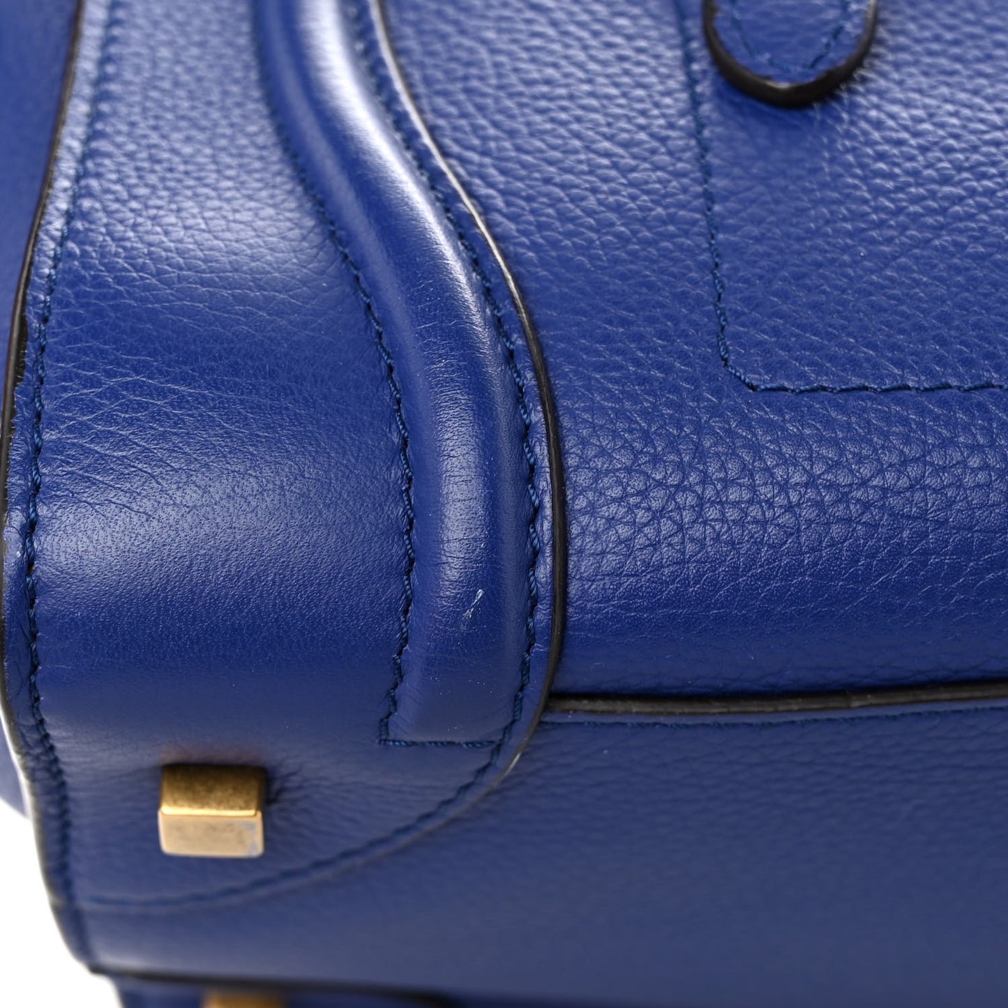 Drummed Calfskin Mini Luggage Indigo