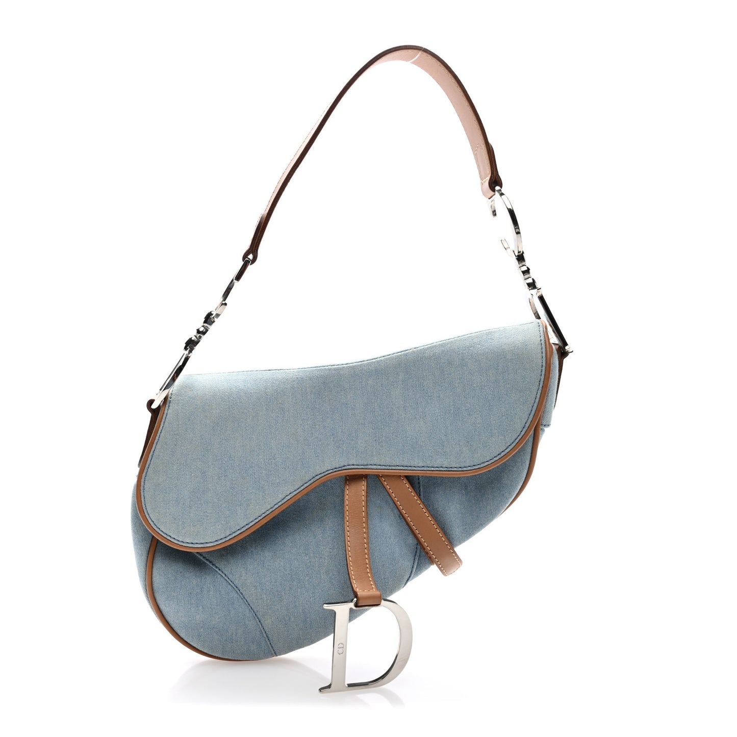 Denim Calfskin Saddle Bag Light Blue