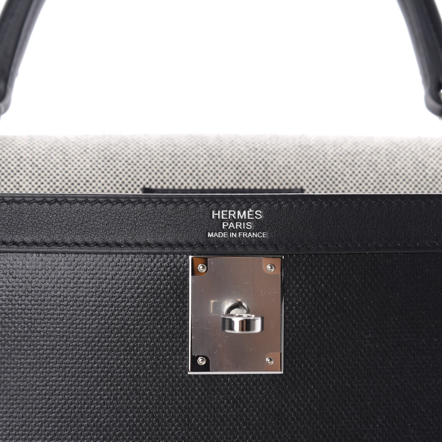 Hermes Berline Toile Swift Kelly Sellier 32 Black Ecru 10 of 12