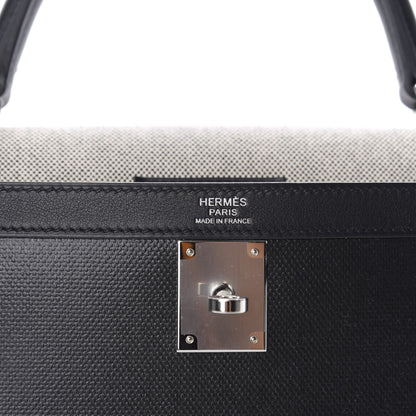 Hermes Berline Toile Swift Kelly Sellier 32 Black Ecru 10 of 12