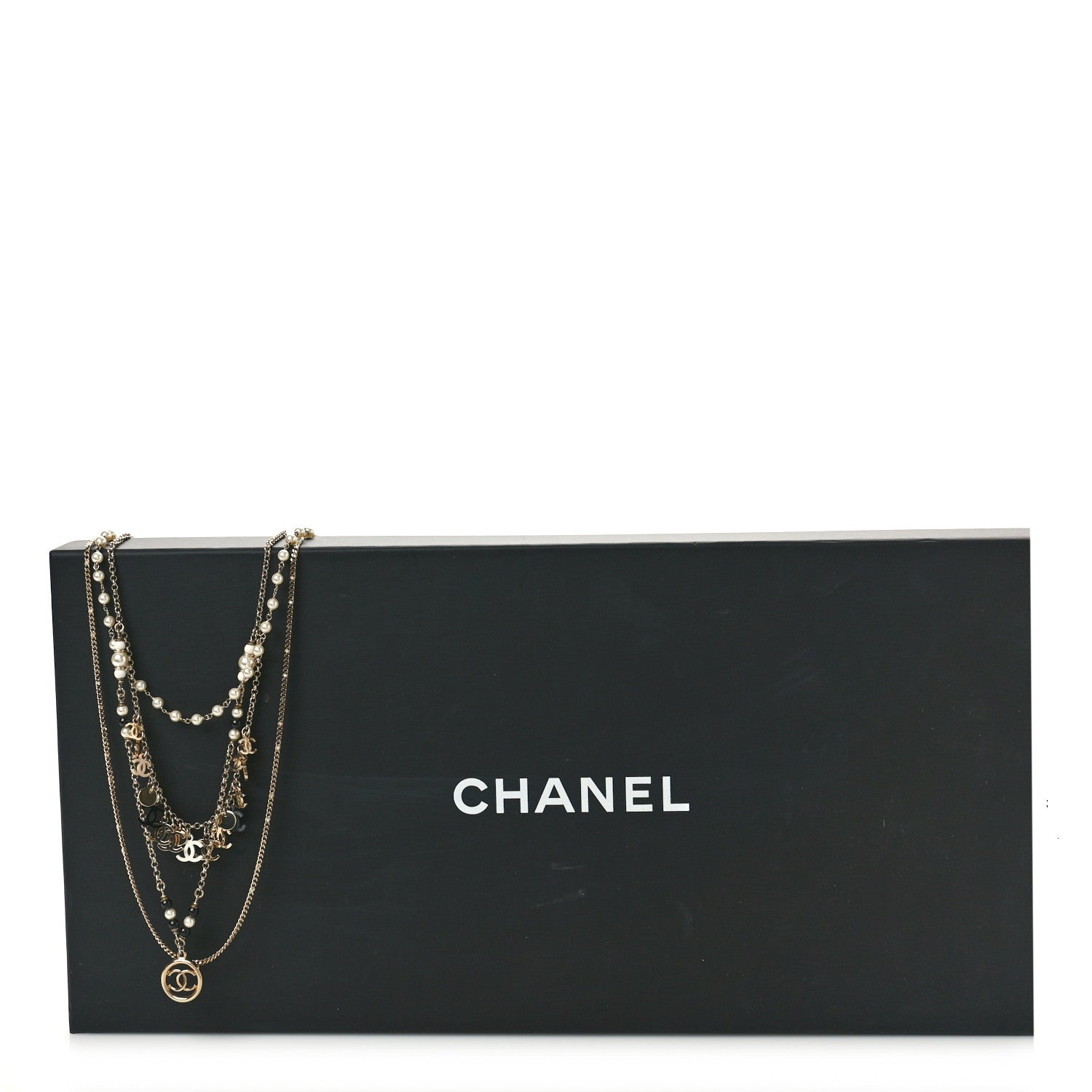 Chanel Resin Bead Pearl CC Multi Strand Necklace Black Gold 5 of 5