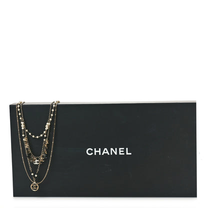 Chanel Resin Bead Pearl CC Multi Strand Necklace Black Gold 5 of 5