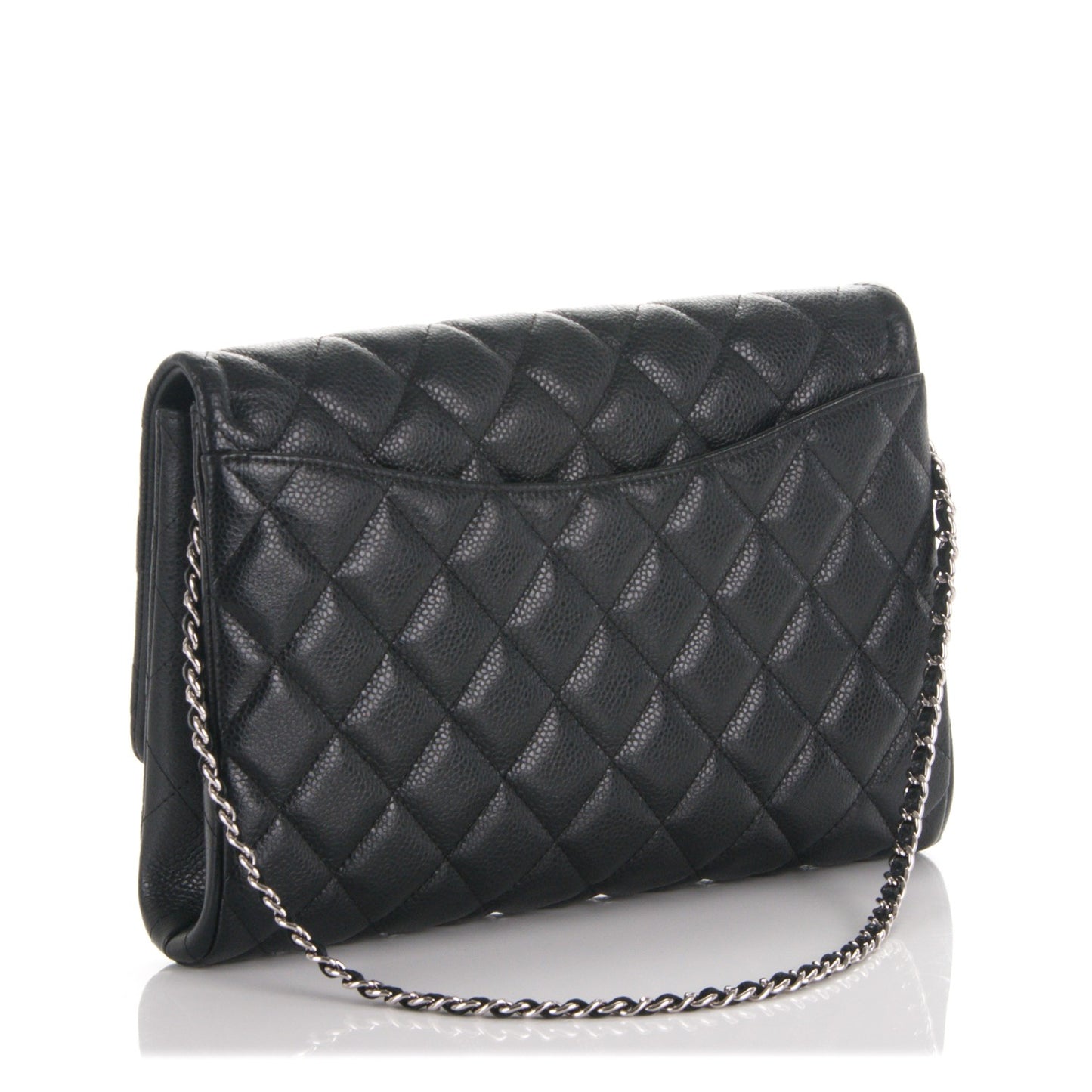 Caviar Quilted Clutch With Chain Flap Black