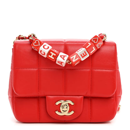 Chanel Lambskin Resin Crystal Square Quilted Monacoco Mini Flap Red 1 of 9